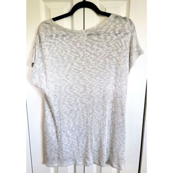 Chico’s 2 Silver‎ Sweater Lightweight Animal Print Sz Large Beaded Stretch - Picture 2 of 5